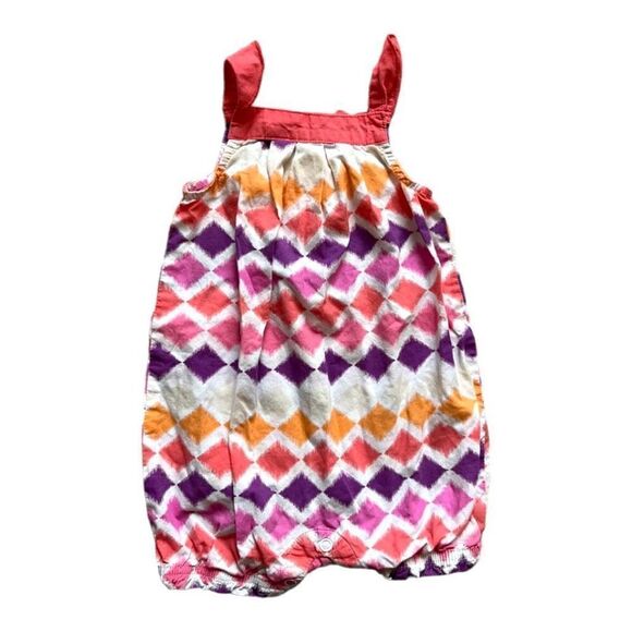 Baby Girls Cherokee Sleeveless Diamond Print Romper Shortall  - Sz 12 mo - Picture 1 of 1